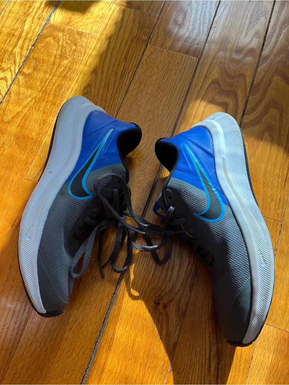 Nike Kids Gray and Blue Running Sneakers - Picture 3 of 4